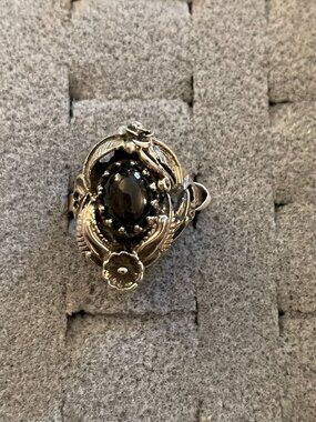 Vintage Sterling Silver Ring 7.5 Handmade Onyx OOAK Boho Bob Stringer Y2K $275